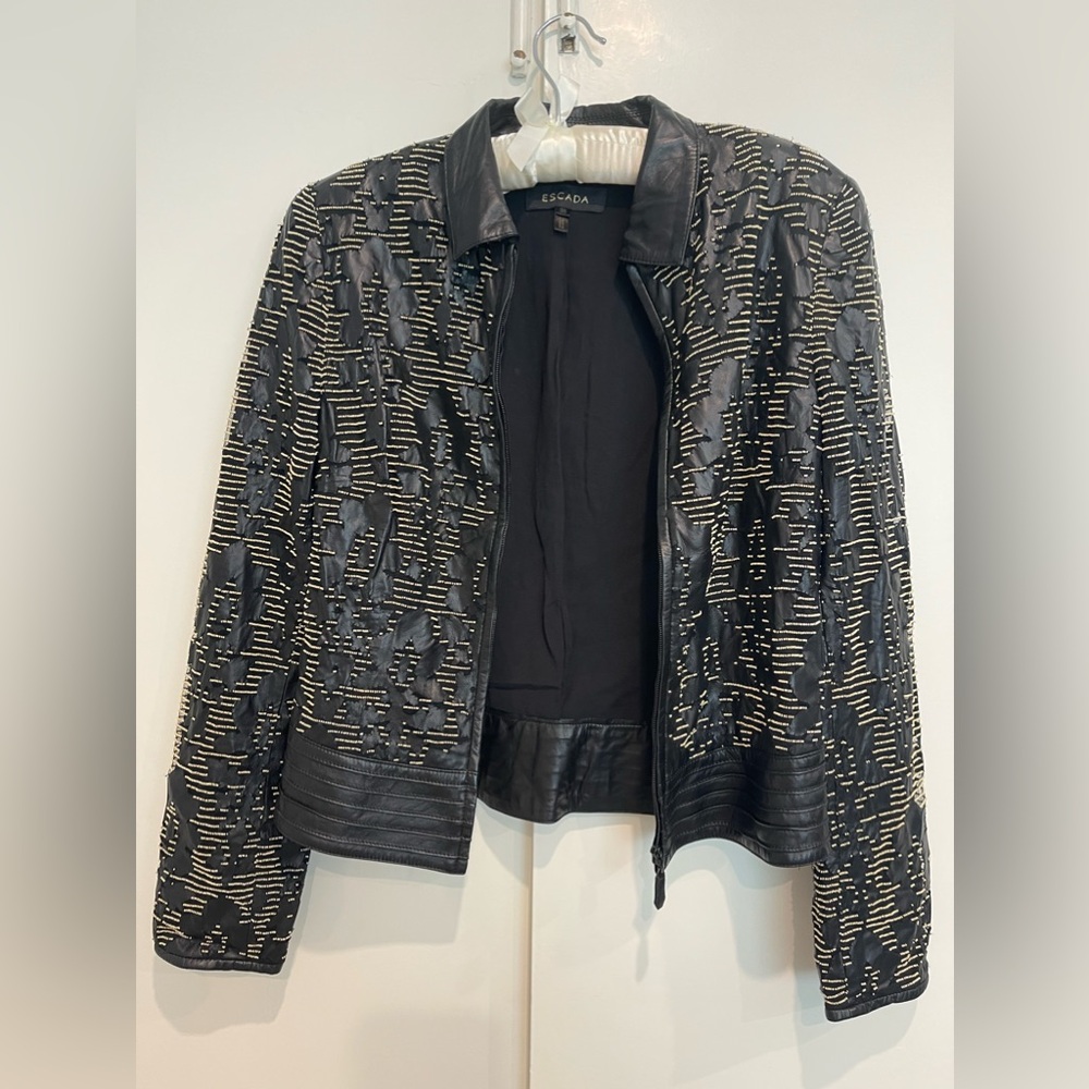 ESCADA | Rare Find! | Stunning Lambs leather Beaded Jacket - Size 36 - Picture 2 of 7